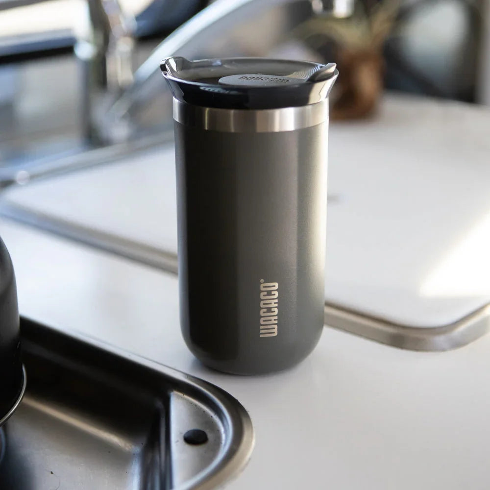 WACACO 300ml Octaroma Vacuum Insulated Mug - Grey - Tashqila WACACO 300ml Octaroma Vacuum Insulated Mug - Grey - Tashqila